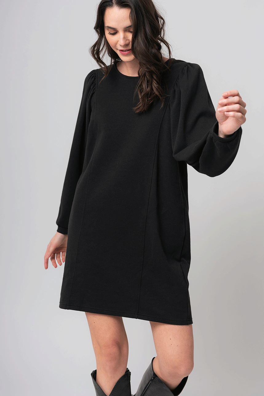 Black long best sale sleeve tunic dress