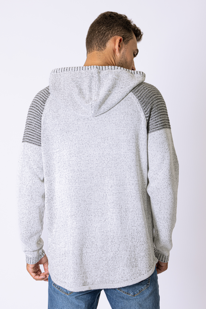 The 2-tone knit hooded sweater | Shop it Pentagone